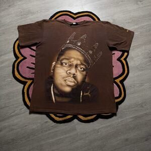 Vintage Y2K Brooklyn Mint Notorious B.I.G Graphic Logo T-shirt Size XL Brown